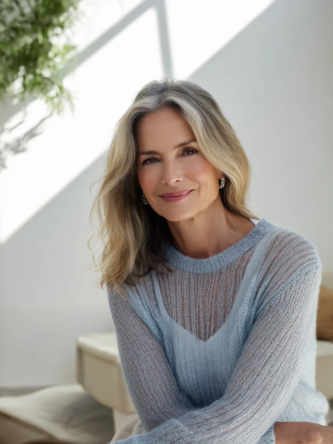 Long Wavy Soft Ash Blonde Layers with Sunlit Highlights